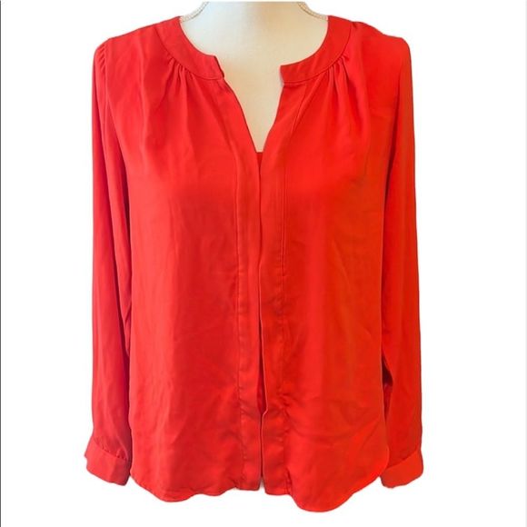 Naked Zebra Tops - Boutique Bright Orange Long Sleeve Flowy Blouse